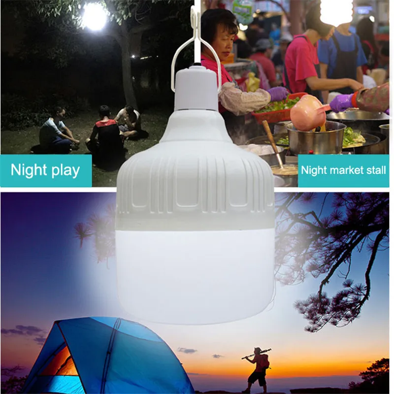 Rechargeable LED Night Light Bulb Dimmable Emergency Lights 5 Lighting Options Portable Battery Powered Outdoor Hanging | Лампы и