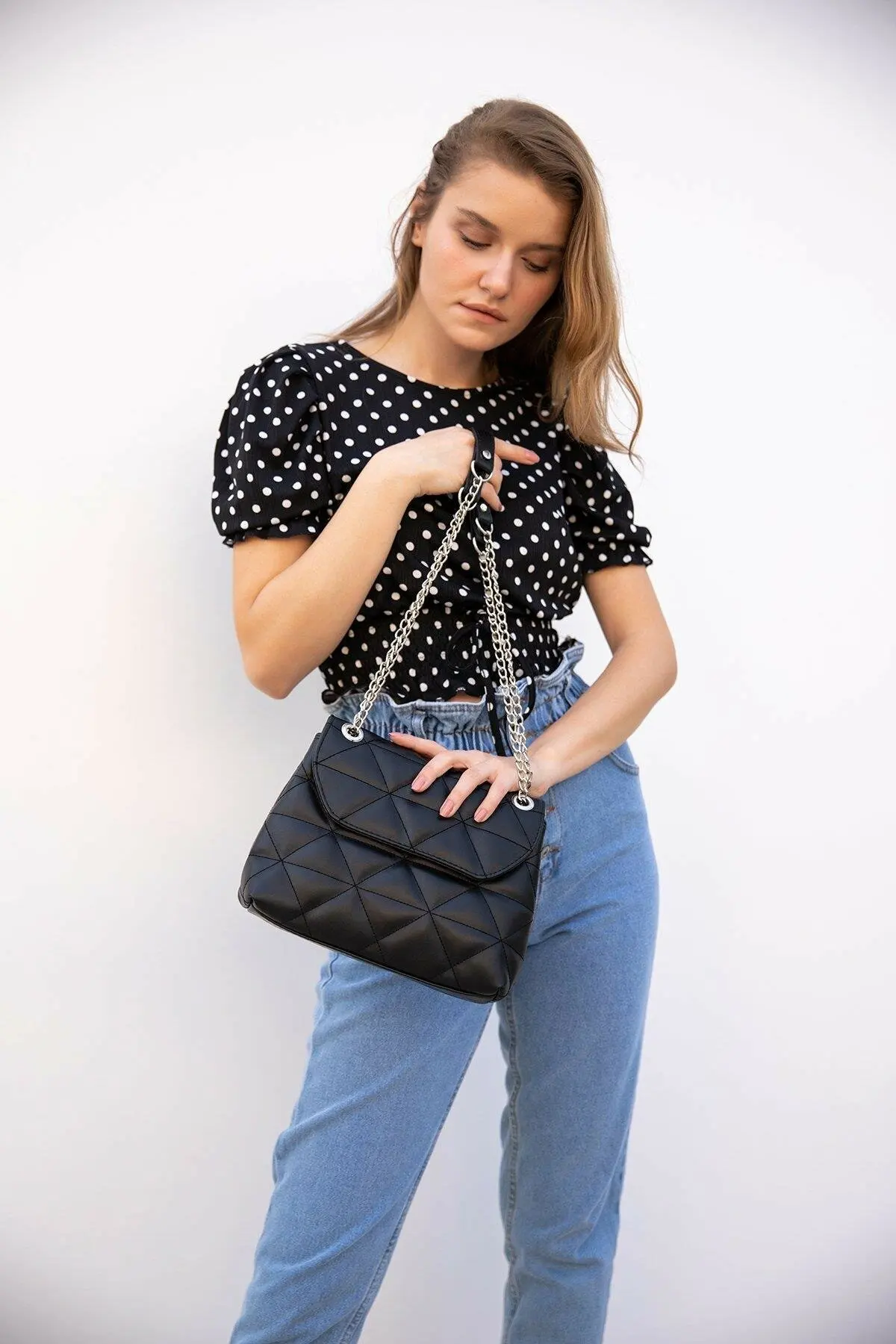 Shule Bags Quilted Print Crossbody Bag Pastel Black Women Retro Handbag 2021 Female Single Shoulder Bag Women's Trend Handbag