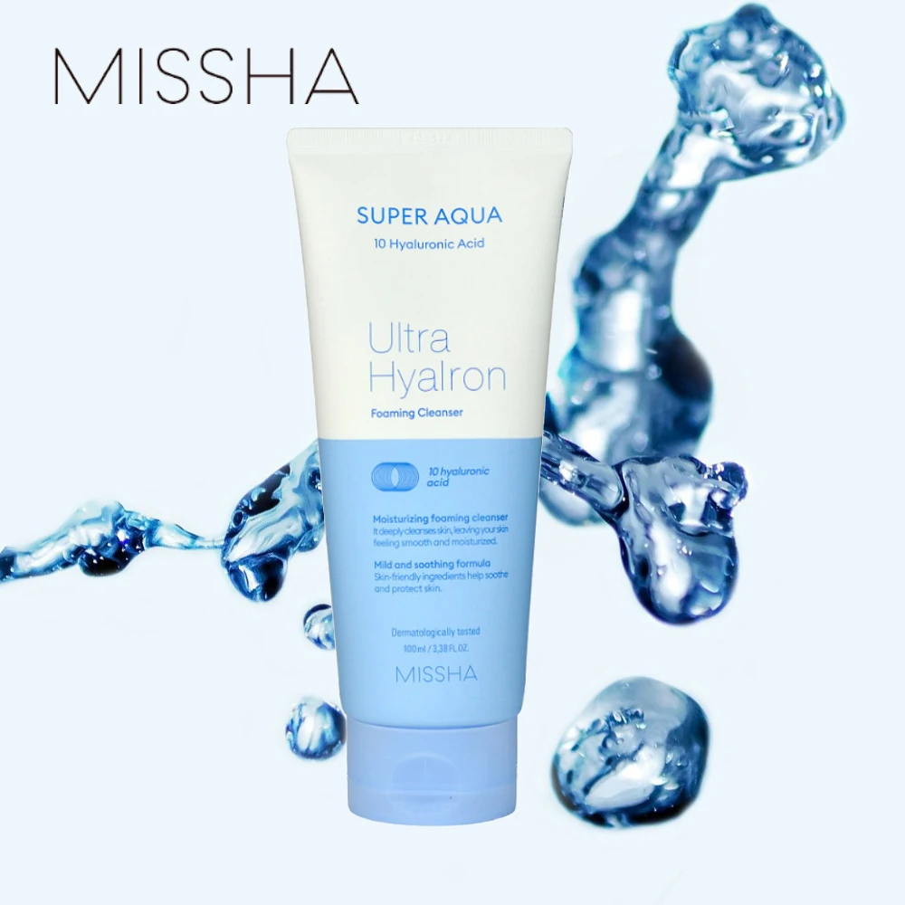 Фото Очищающая пенка для лица ультра увлажняющая Missha Super Aqua 10 Hyaluronic Acid Ultra Hyalon Foaming Cleanser
