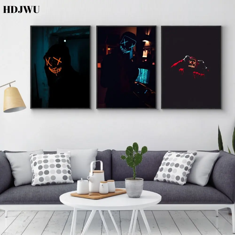 Светильник маска на Хэллоуин настенная печать постеры для дома гостиной и отеля
