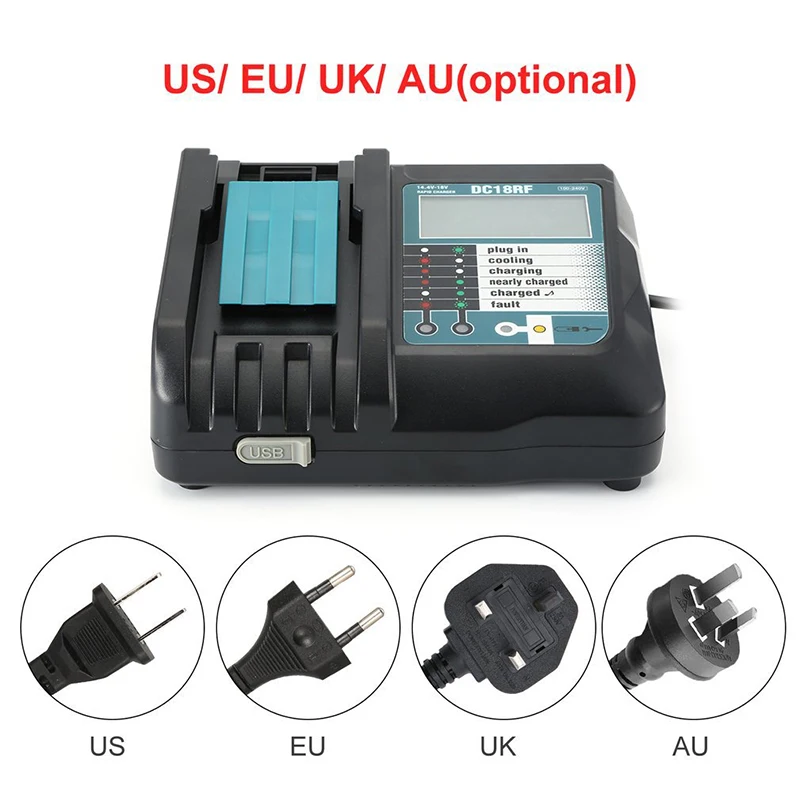 

Replacement Charger for MAKITA 14.4V 18V 3.5A Li-ion Battery DC18RF Charger LCD Display for Power Tool Battery