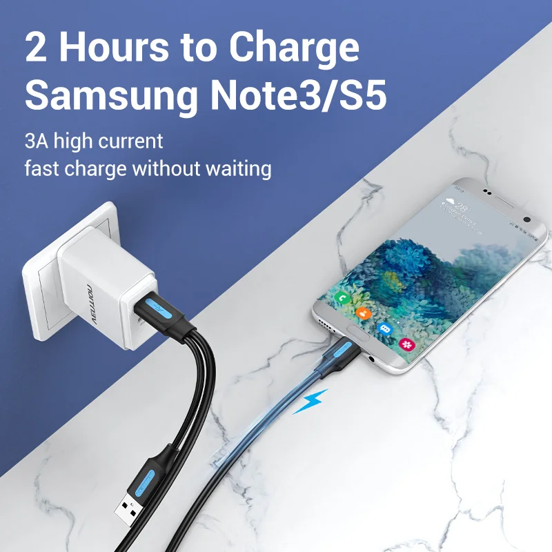 Кабель Vention USB 3.0 AM/micro B 2.0 AM для быстрой зарядки и передачи данных Samsung Note 3 S5 Xiaomi - 0.5м