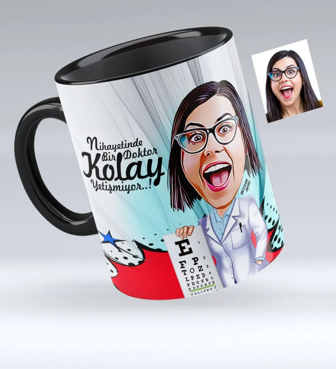 

Personalized Women 'S Eye Doctor Caricature Of Black Mug cup-1