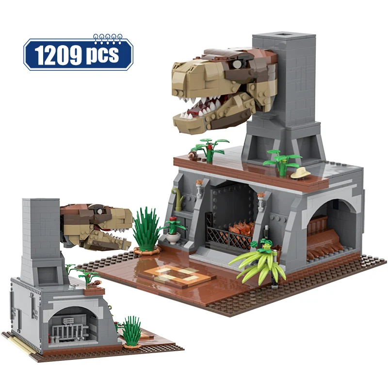 

City Jurassic Dinosaur world T-Rex Dragon Fireplace Architecture House Model Building Blocks Bricks DIY Toy For Children