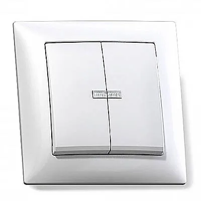 Выключатель Селена С510-397 скрытая установка 2-клавишный белый с индикатором10А -