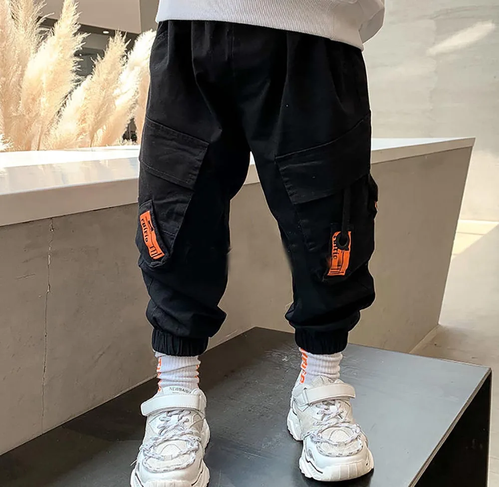 

Spring casual pants, children's fashionable and handsome trousers, middle and small children's overalls