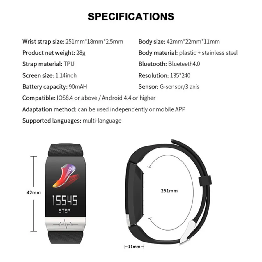 Accalia Q1S smart wirstband ECG PPG монитор сердечного ритма кровяное давление трекер Спорт измерительное оборудование android ios