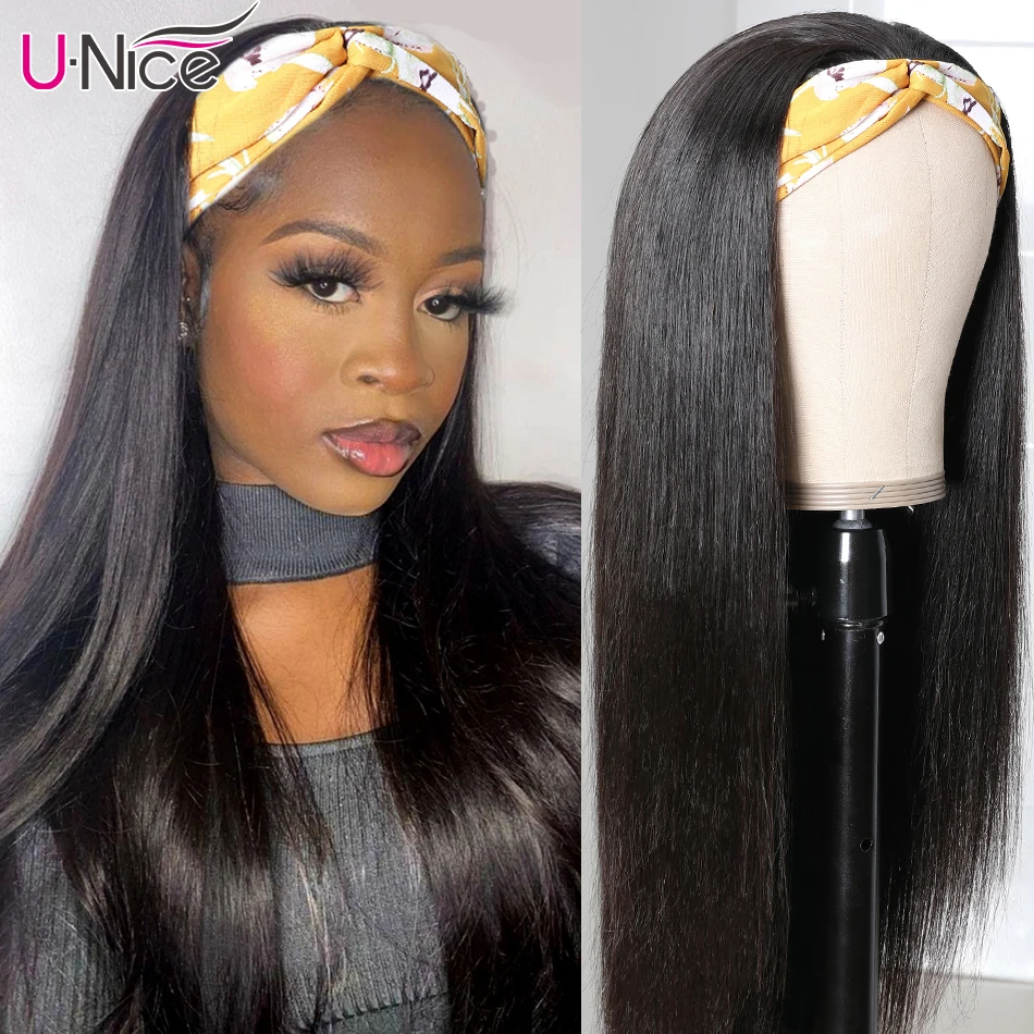 Unice Hair Straight Headband Wig Human Honey Blonde Highlight Wigs for Women Beginner Friendly | Шиньоны и парики