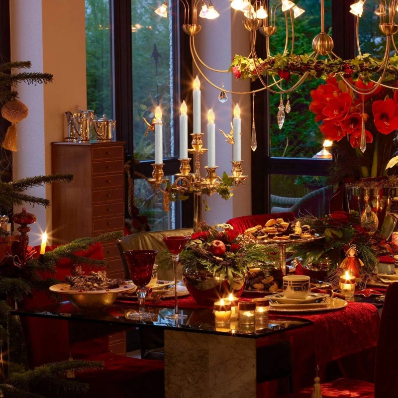 1x светодиодные греющие свечи восковые беспламенные мерцающие рождественские