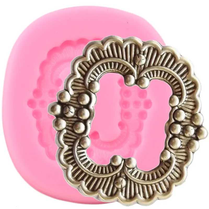 Винтажная рамка Пряжка силиконовые формы прокрутка рельеф кекс Topper инструменты