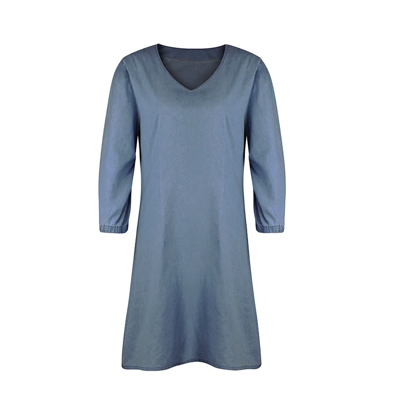 

2020 Summer Denim Dress Women Sexy V Neck Casual A-Line Mini Dress Puff Sleeve Korean Style Streetwear Party Club Lady Clothing