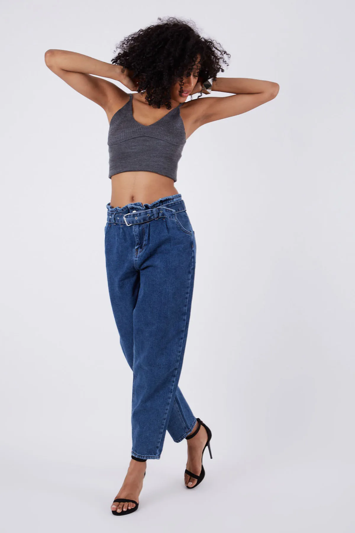 High Waist Jeans Women Harem Pants Loose Casual Plus Size High Street Denim Trousers Vintage with Belt Retro Straight Comfort