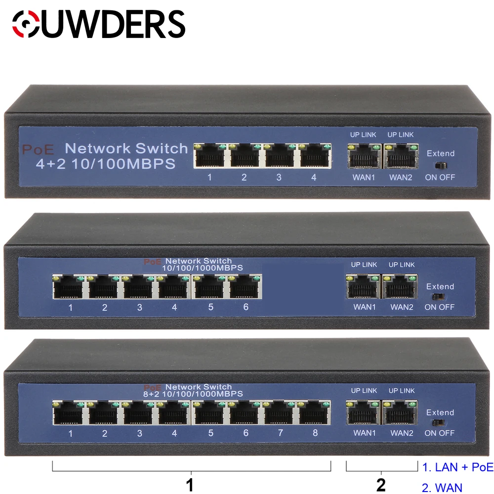 

POE switch 48V with 8 100Mbps Ports IEEE 802.3 af/at ethernet switch Suitable for IP camera/Wireless AP/POE camera