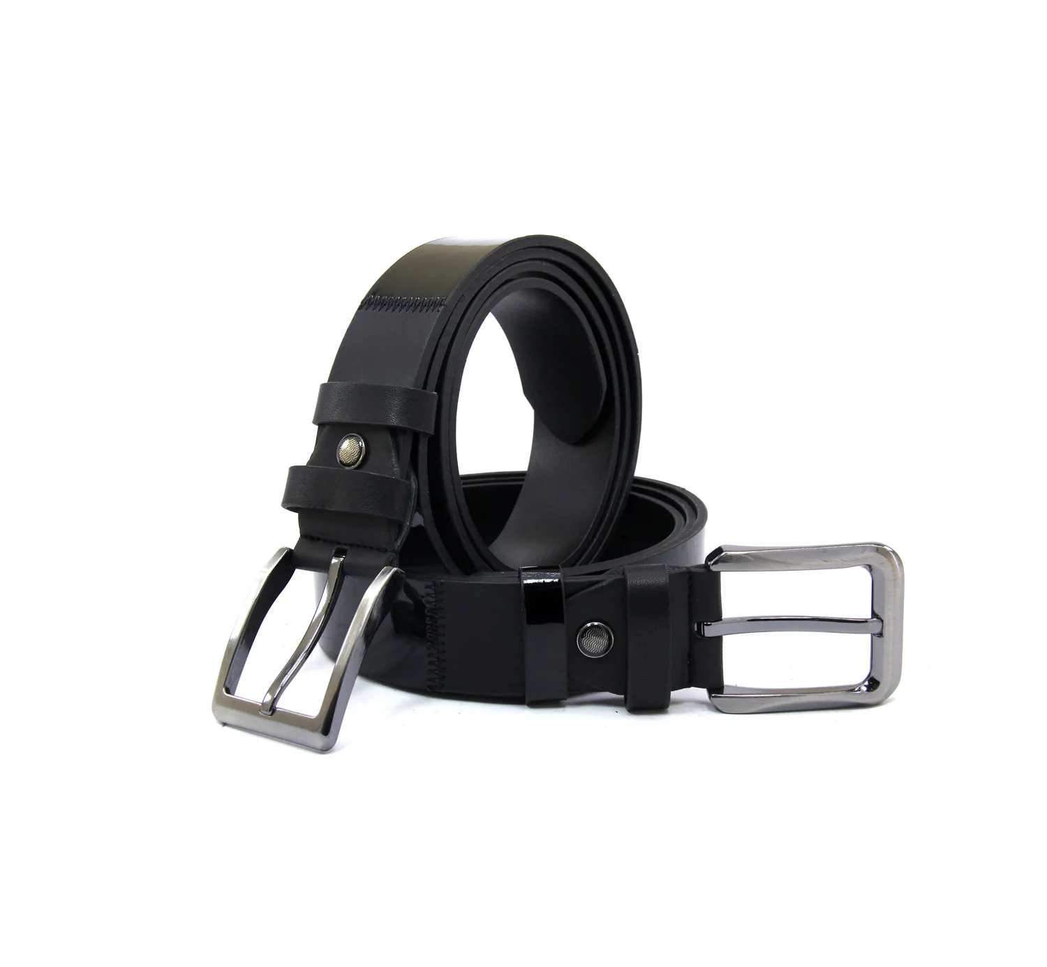 

Men's Handmade Thick Belts with Black Calf Leather, Striped Shiny Rugan & Matte Combination, Formal Fashion Party Handsewn Belt