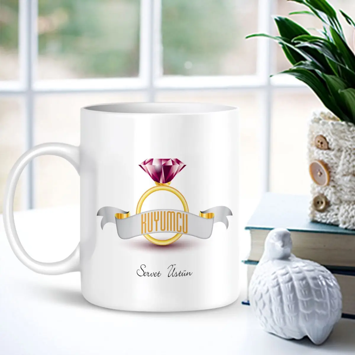 

Персонализированная профессиональная Ювелирная белая кружка-001