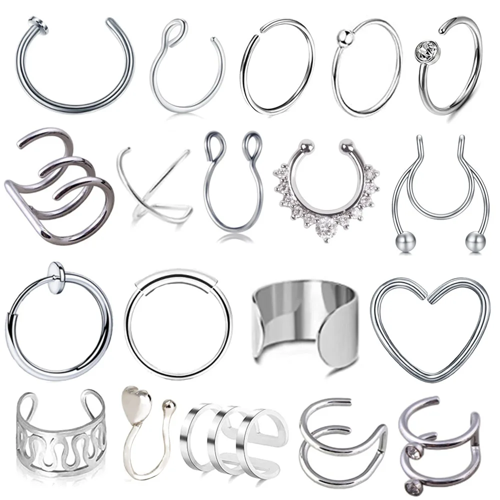 Нос кольцо Нержавеющая сталь ушной хрящ перегородки носа кольца для губ уха не