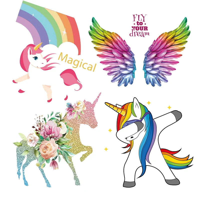 

Cartoon Stripes Heat-sensitive Patches Applique Thermo Stickers On Clothes Animal Fox Rabbit Bear Iron On Transfers For Clothing