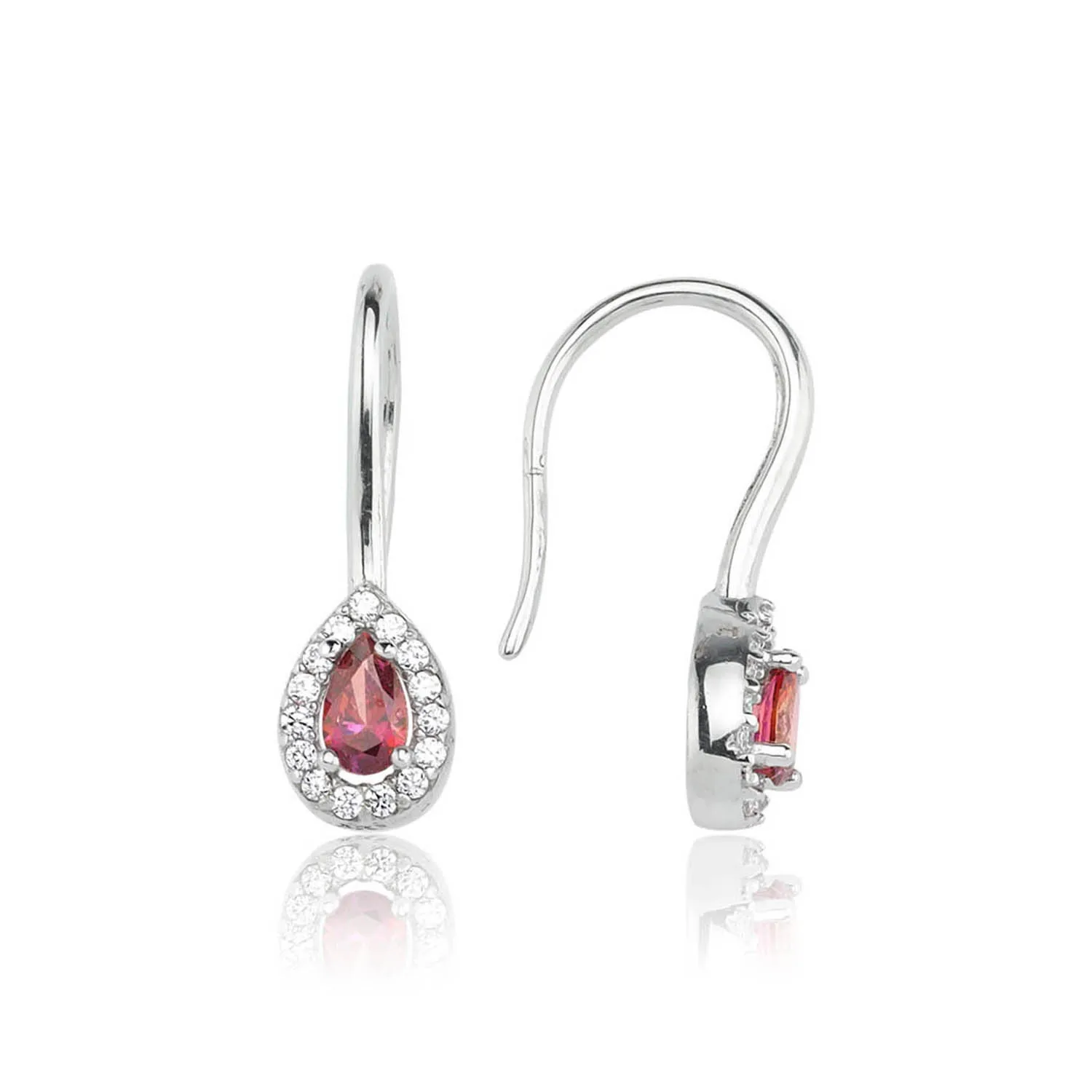 

Valori Jewels 0.40 Carat, Zirconia Red And White Pear Gemstone, Rhodium Plated, Sterling Silver Fish Hook Dangle Earrings