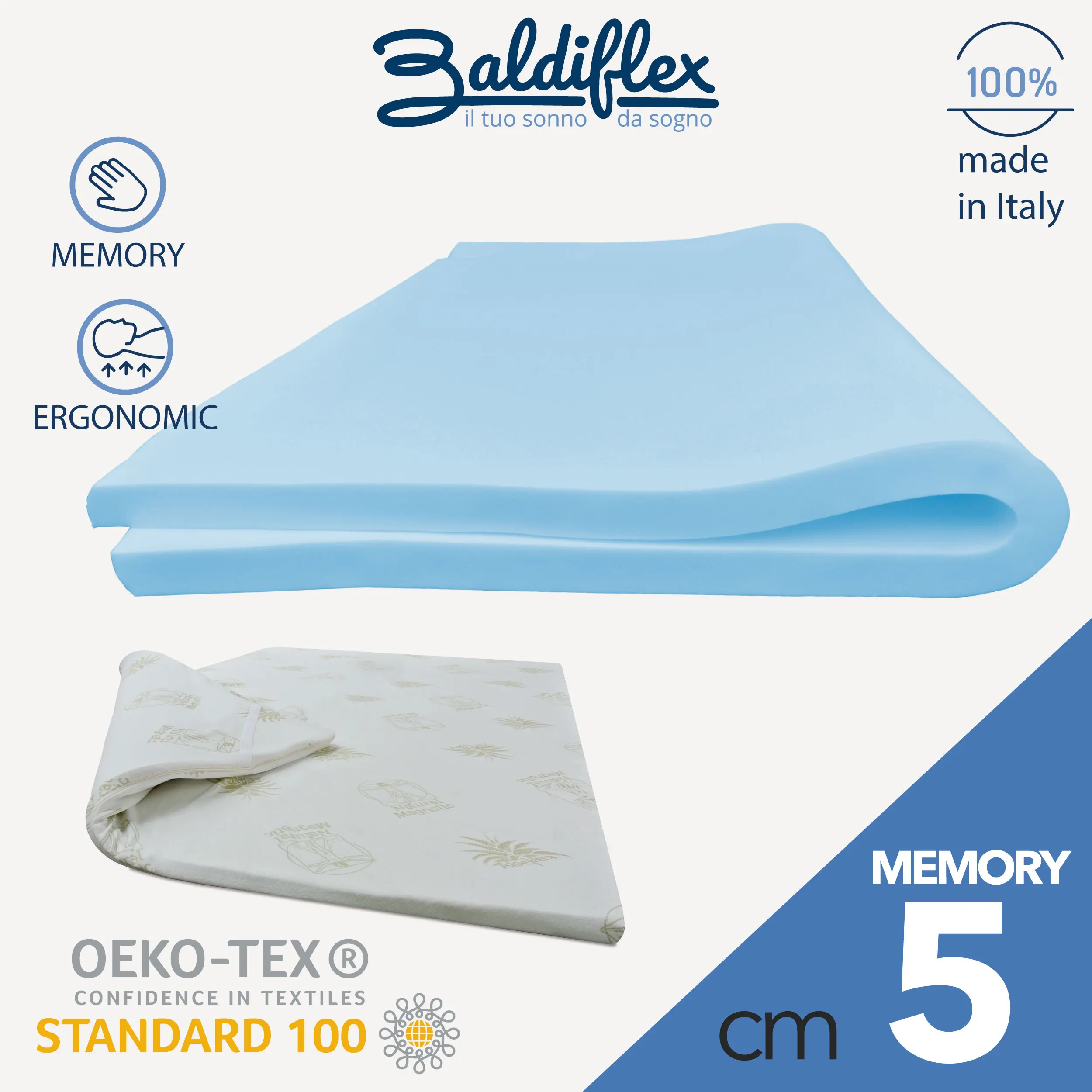 Baldiflex Topper Balance Fresh 5 см матрас из пены с высокой памятью эргономичный съемный и дышащий материал алоэ