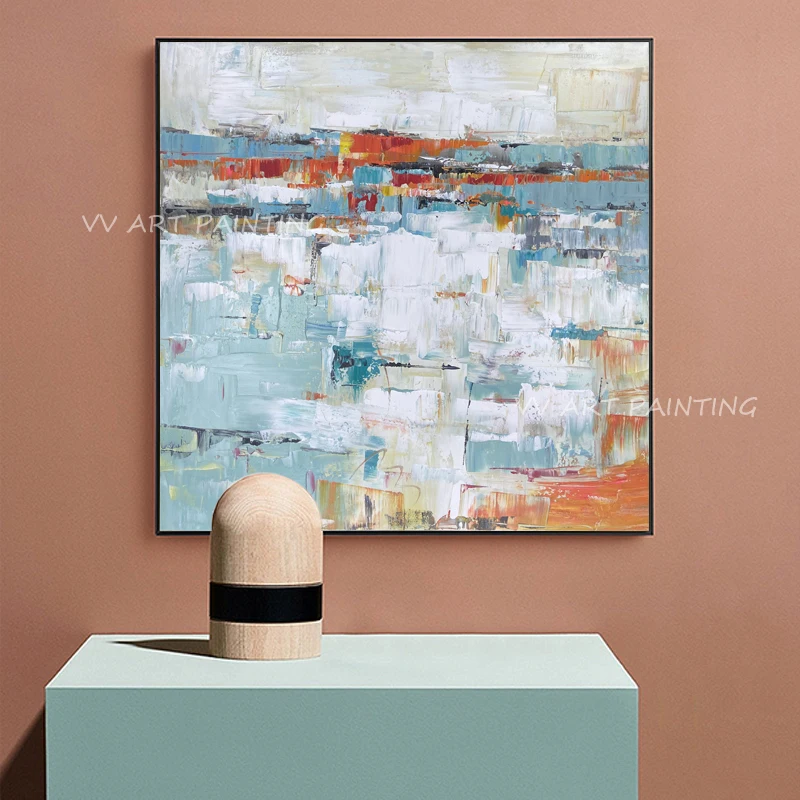 

100% Handmade Abstract Blue Canvas Nordic Simple Picture Oil Paintings on Canvas Modern Artwork Decoration Gift