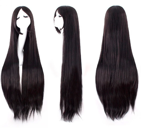 

1 Meter Black Color Wig with Bangs for Cosplay Events TV Characters Series Games
