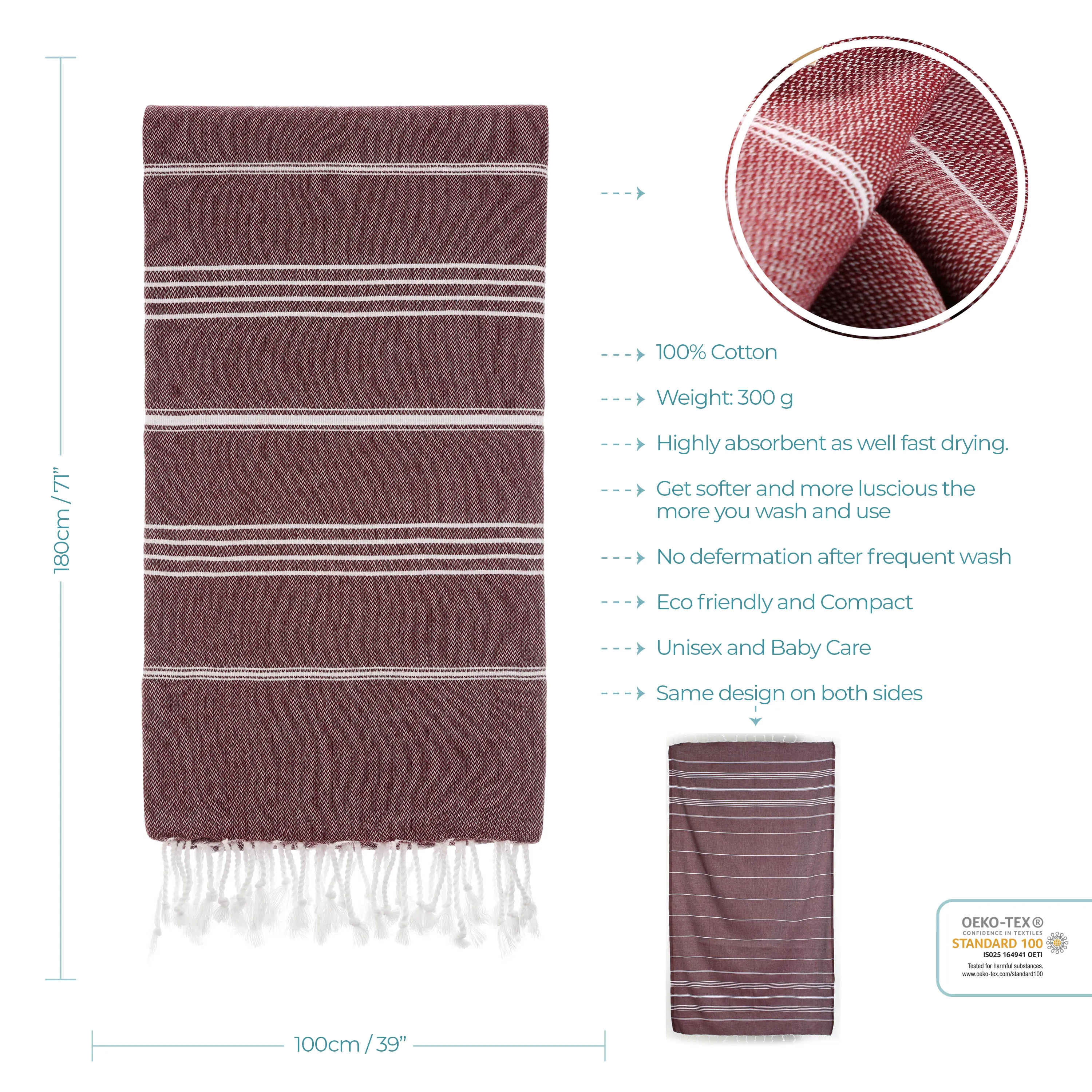 CACALA Luxury Absorbent Softly Fast Drying Tassels Turkısh Towel For Bath Beach Pool Gym Travel Sports Camping 100x180Cm 310Gr | Дом и сад