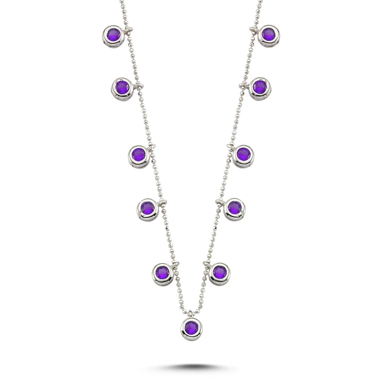 

Серебряное 925 пробы Аметист Циркон кубический цирконий Висячие ожерелья
