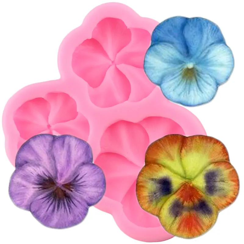 

Pansy Flower Silicone Molds Cupcake Topper Fondant Mold Wedding Cake Decorating Tools Candy Resin Clay Chocolate Gumpaste Moulds