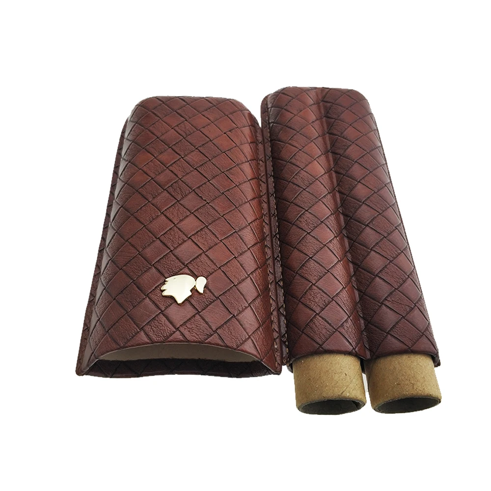 COHIBA Роскошный кожаный чехол для сигар путешествий Humidor 2 трубок портативный