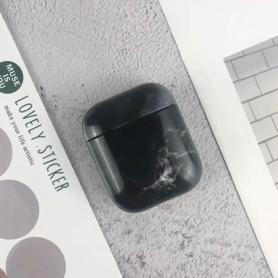Чехол для оригинала Apple Airpods, чехол, мраморный, милый, чехол для Apple Airpods 2, 1, чехол, аксессуары, наушники Air Pods, чехол, коробка - Цвет: 27E