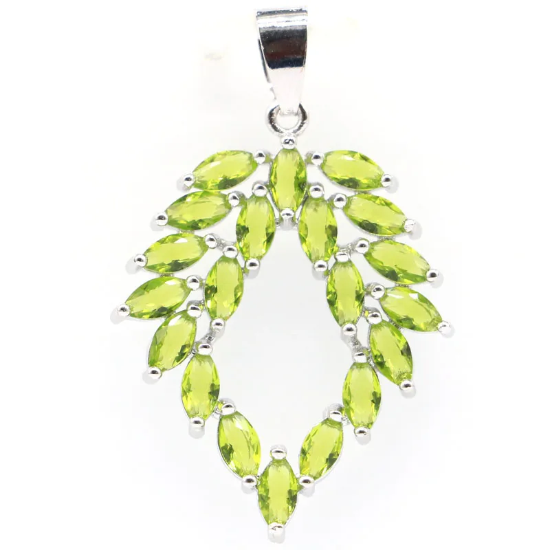 Красивый подарок из зеленого перидота для женщин Свадебный Серебряный кулон 42x26