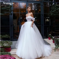verngo white princess off the shoulder wedding dresses beads sweetheart tulle fairy bride gowns sweep train vestido de noiva