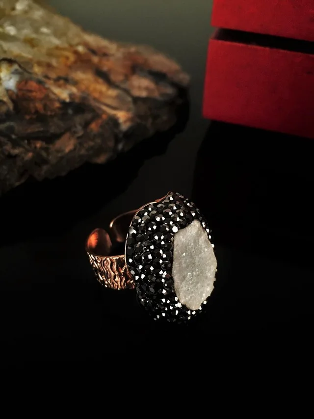 

Dr Stone Natural Stone Women 'S Quartz and Matte Onyx Stone Gold Plated Yi 372884460