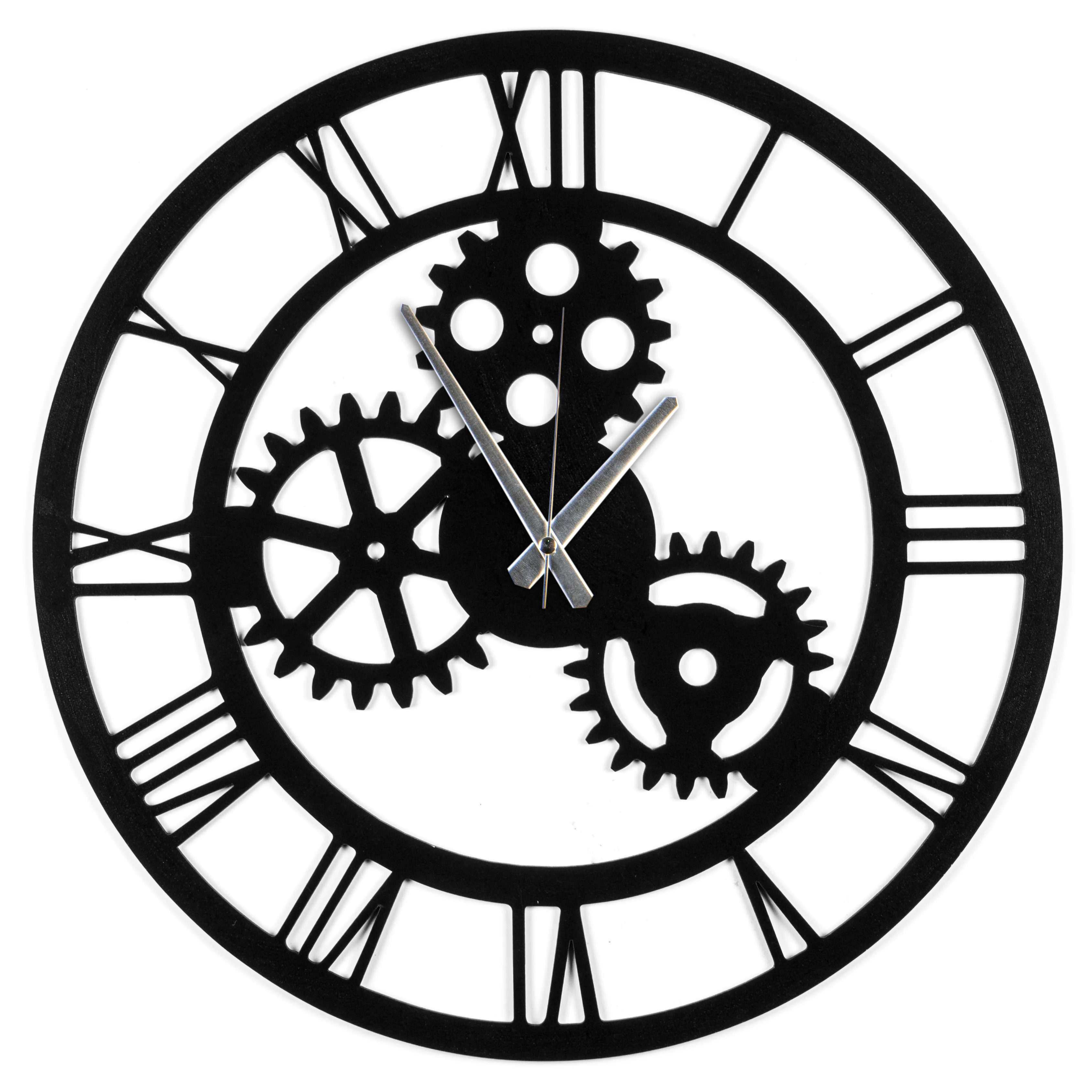 

Mechanical Gear Roman Numeral Wooden Circular Wall Clock Modern Abstract Design Home Style Luxury Decoration Art Decor For Living Room Quartz Silent Mechanism Vintage Large Office Kitchen Decorative Bedroom Study