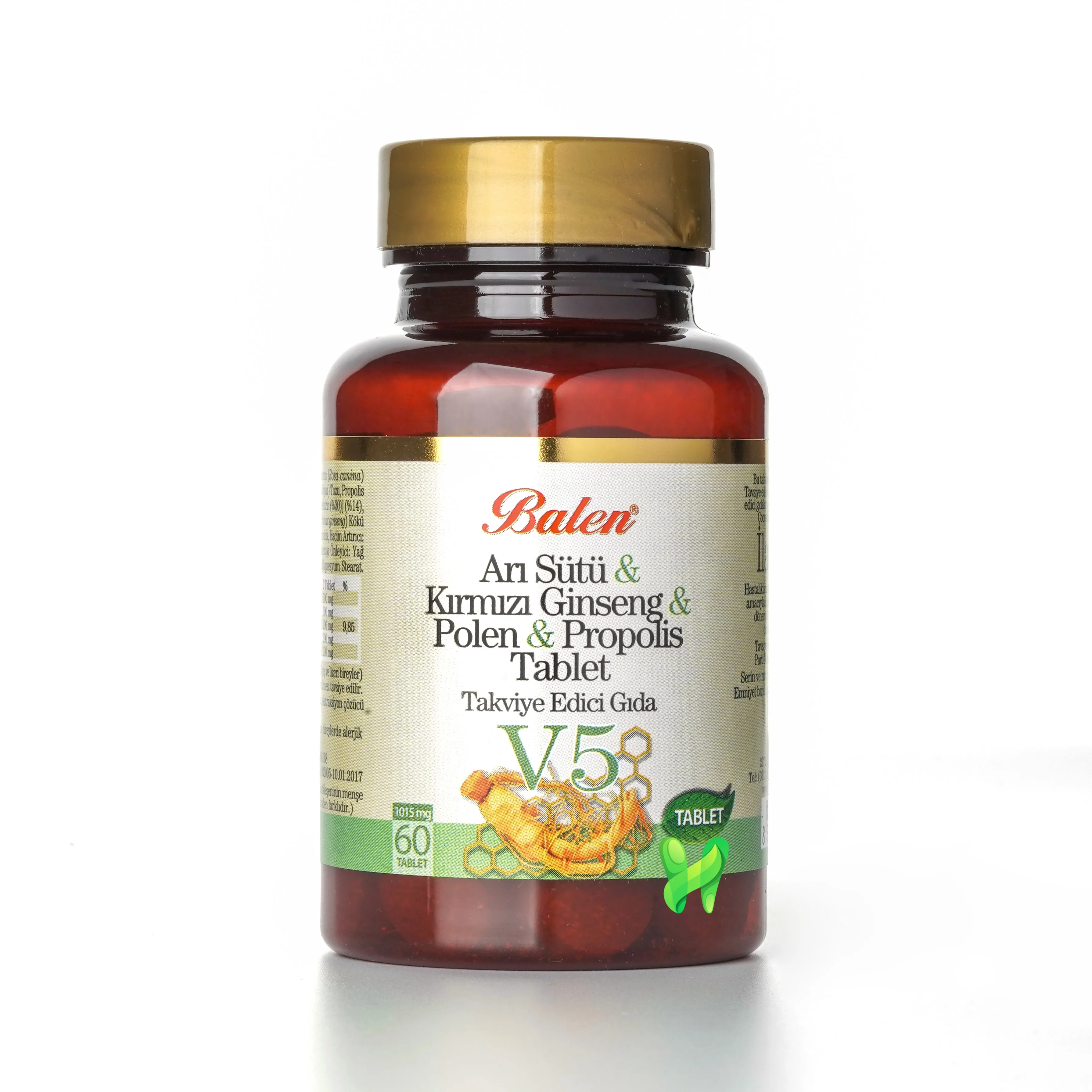 

V-5 Tablets, Royal Jelly Extract, Korean Ginseng, Bee Pollen, and Bee Propolis, for Healthier Body, 60 Tablets, 1015 mg