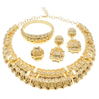 newest dubai gold jewelry set gold plated necklace wedding banquet woman free shipping h0049