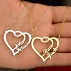 Ювелирные изделия ручной работы, персонализированное ожерелье с двумя именами сердца, подарок для влюбленных на День святого Валентина из нержавеющей стали, подарки на годовщину или свадьбу