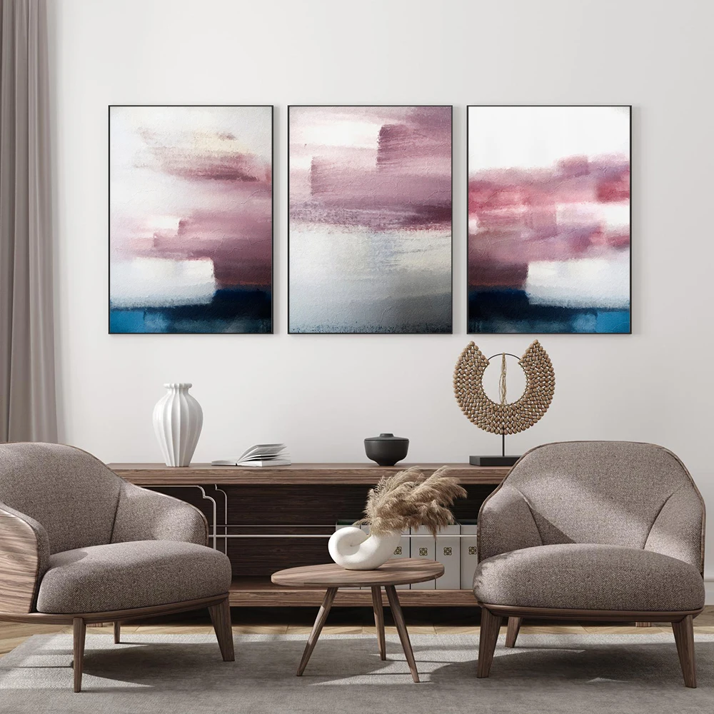 

Abstract Blush Pink Poster Blue Contemporary Canvas Painting Fashion Art Print Acrylic Wall Picture For Living Room Home Decor
