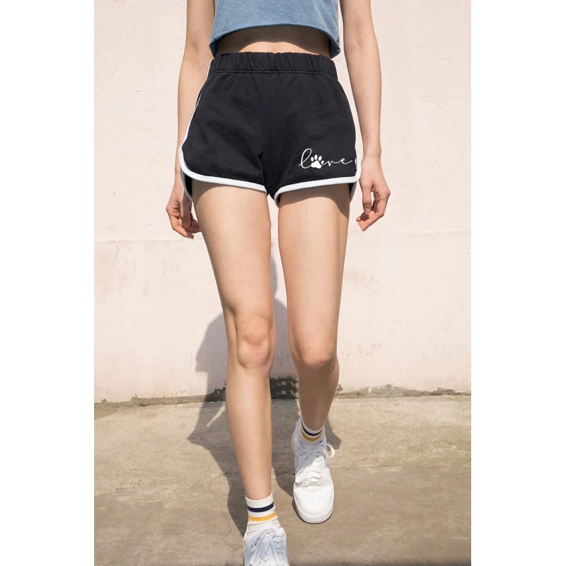 

Women Summer Hot Shorts Comfort Elastic Waist Athletic Beach Running Workout Yoga Butt Lifting Cat's Claws Pattern Shorts
