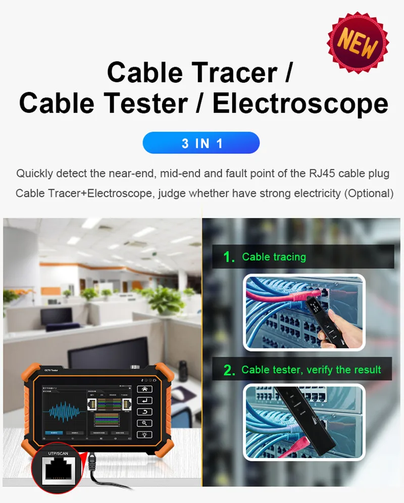 4" Small Size 8K IPC tester CCTV Tester monitor 8mpAHD CVI TVI CVBS Camera teter for Hikvision camera Dahua Huawei | Безопасность и