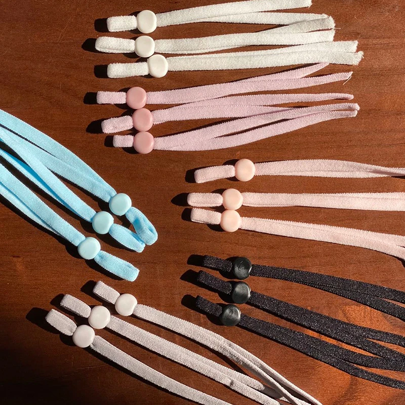 

10 Pcs Mask Sewing Elastic Band Cord With Adjustable Buckle Stretchy Mask Earloop Lanyard Earmuff Rope DIY Making Supplies