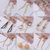 new korean long statement geometric tassel hanging earrings for women golden hollow hoop earrings 2021 trend fashion jewelry