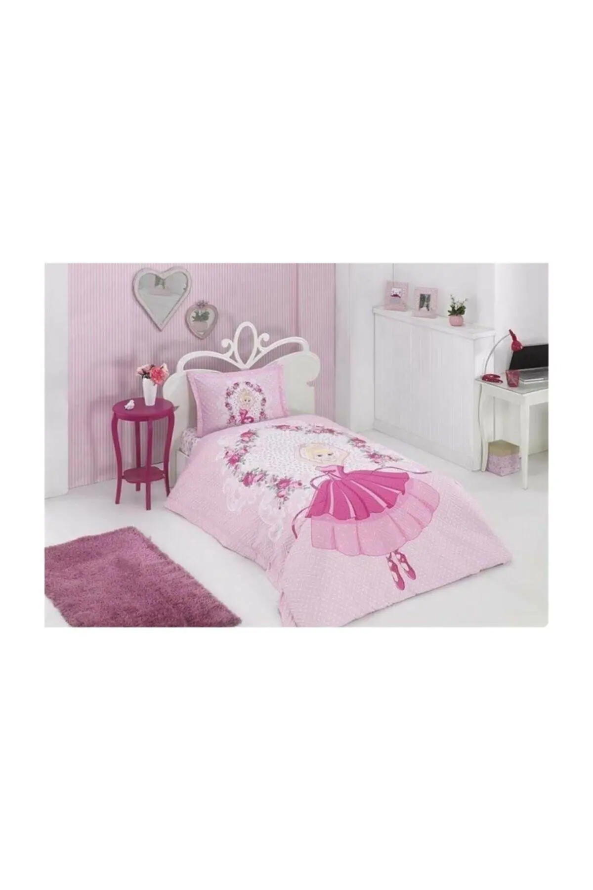 

Özdilek Swan Single Quilted Duvet Cover Set Pink, Without Elasticity, 180 x 260 Cm, For Kids, 100% Cotton, Washable