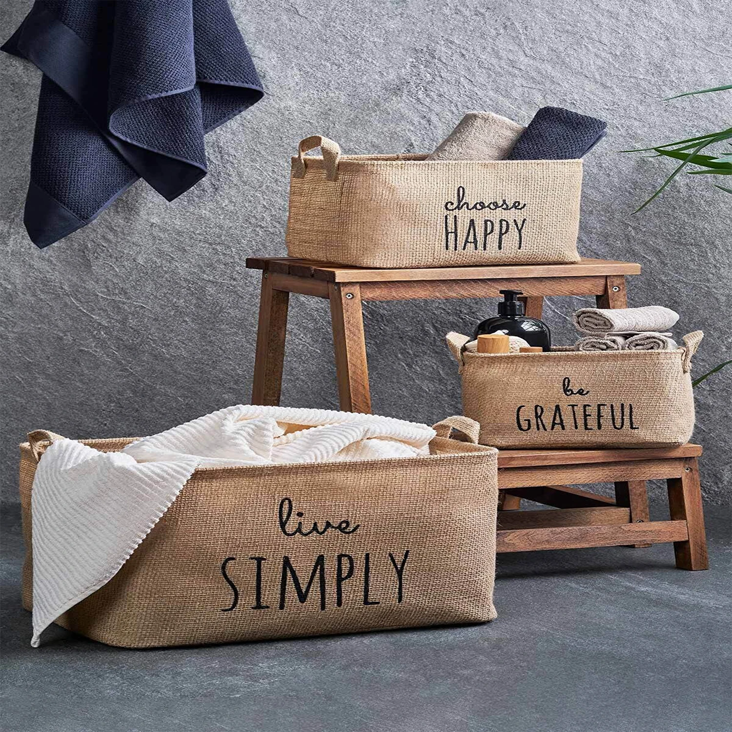 

3PC Storage Basket Sundries Home Container Storage Box Home Organizer Folding Laundry Basket Basket Open Mesh Laundry