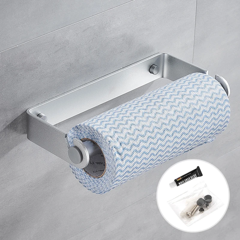 

Kitchen Roll Paper Rack Towel Holder Toilet Wall-mounted Storage Hanger Bathroom Organizer