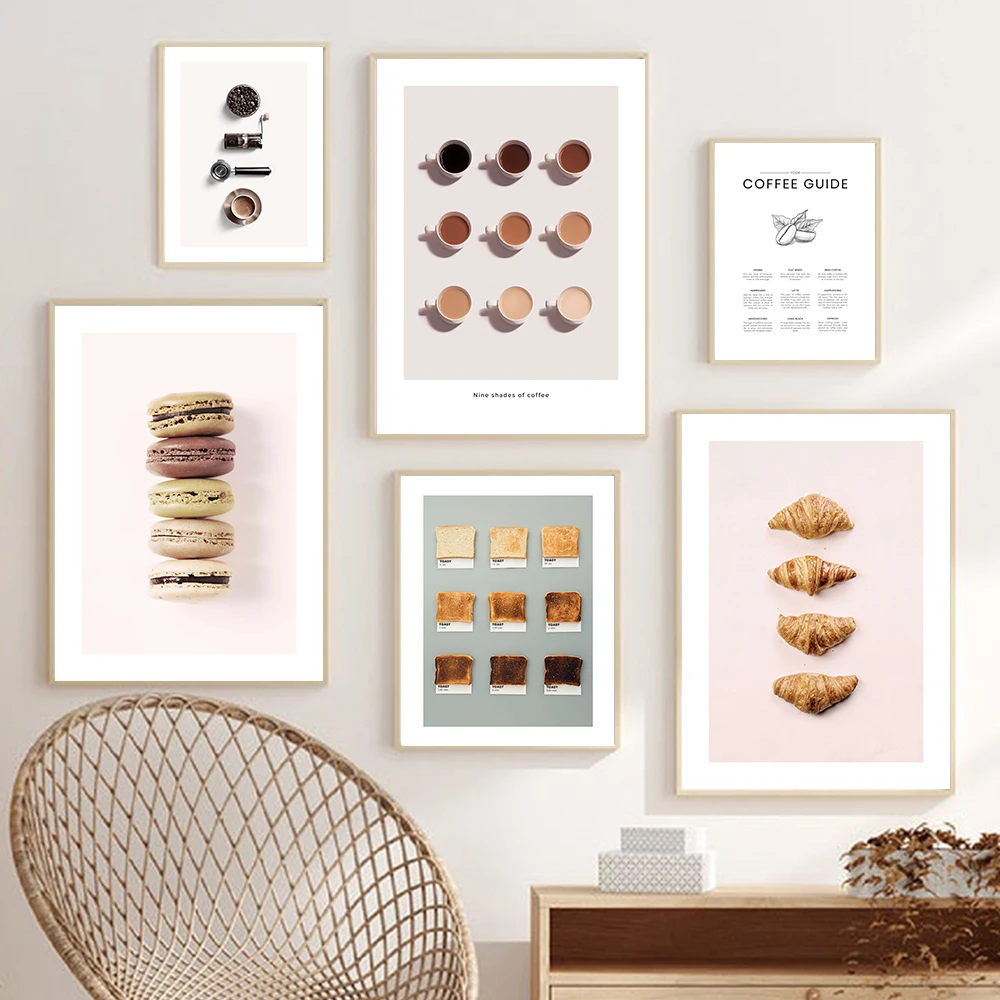 

Modern Cafe Decor Coffee Bread Food Poster And Print Croissant Canvas Painting Wall Art Pictures Kitchen Cafe Home Decoration