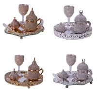 single coffee cup set with crystal tray turkish arab greek coffee porcellain 90 ml hand made elegant cheap gift