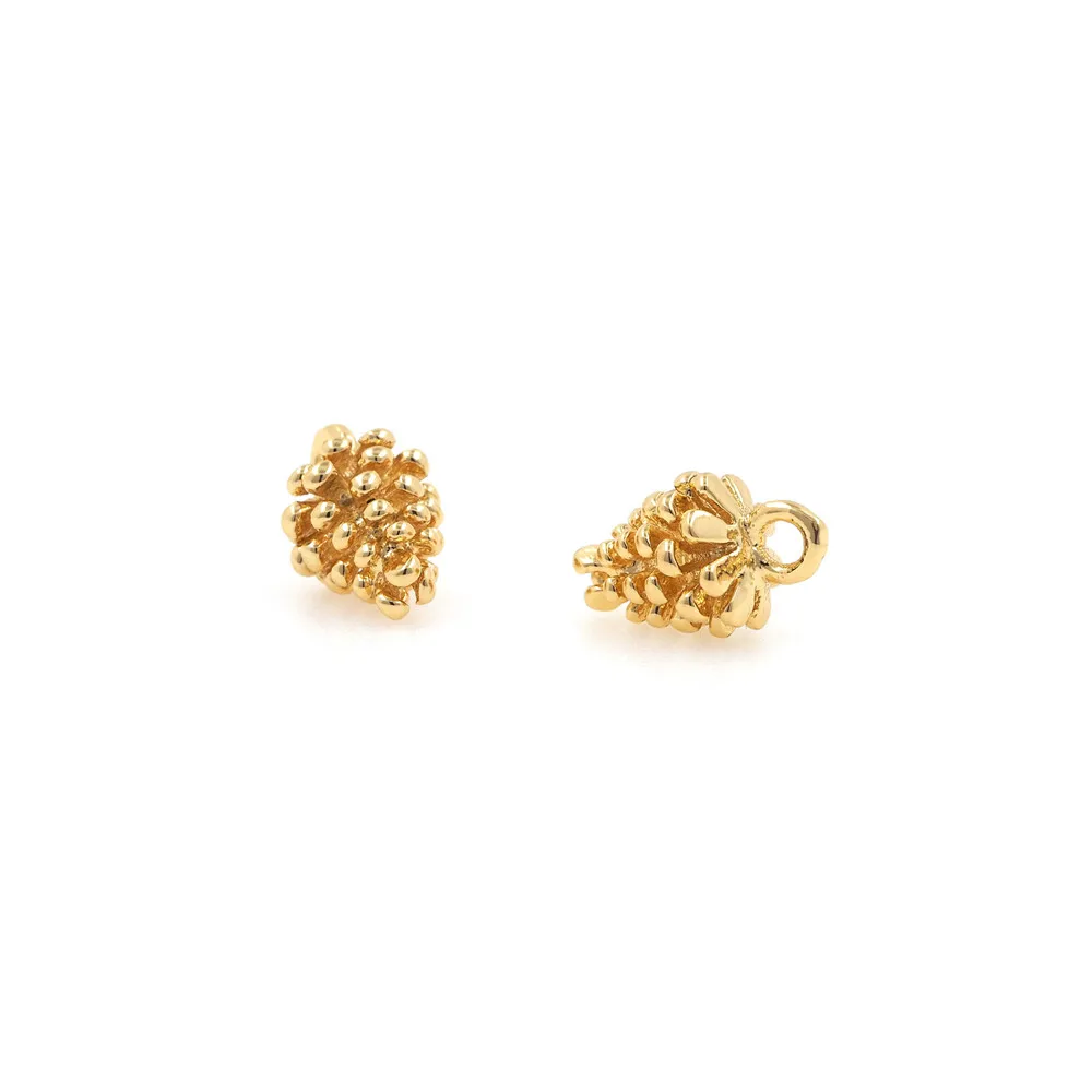 

10PCS Pine Cone Pendant Squirrel Pine Cone Necklace Golden Pendant DIY Jewelry Making Accessories 7.6x12.4mm