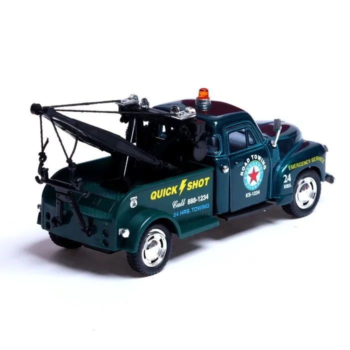 Машина металлическая Chevrolet 3100 Wrecker 1:38 открываются двери инерция цвет зелёный |
