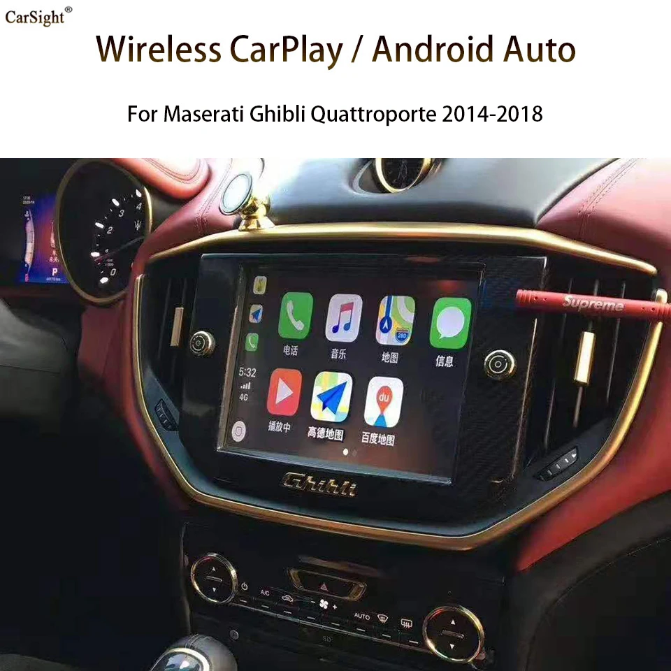 New Apple CarPlay & Android Auto Retrofit for Maserati Ghibli Quattroporte 2014-2016 Support AirPlay Google Map Siri
